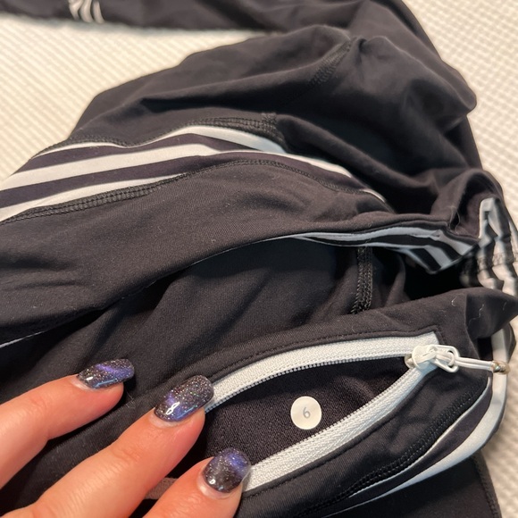Lululemon Cropped Black with White Stripes Leggings - Picture 6 of 7